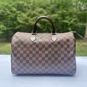 Louis Vuitton Damier Ebene Speedy 35 Top Handle Satchel Handbag